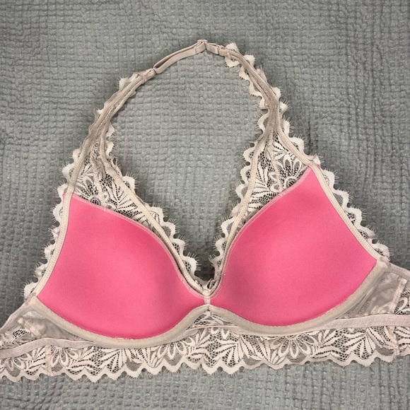 Victoria’s Secret Pink Lace Bralette Lightly Lined Halter Bra Medium - Picture 5 of 7